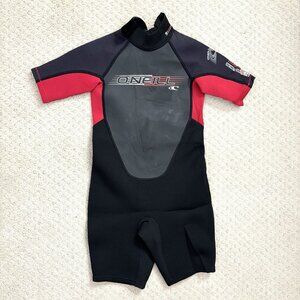 NEW O'Neill Youth Reactor Spring Suit Shorty Wetsuit Kid Size 6 Red Black / 2mm